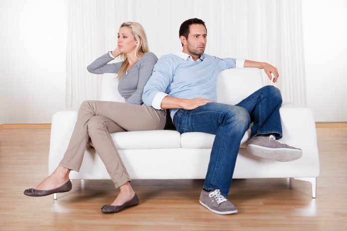 Couple,Who,Have,Fallen,Out,Over,A,Disagreement,Sitting,On