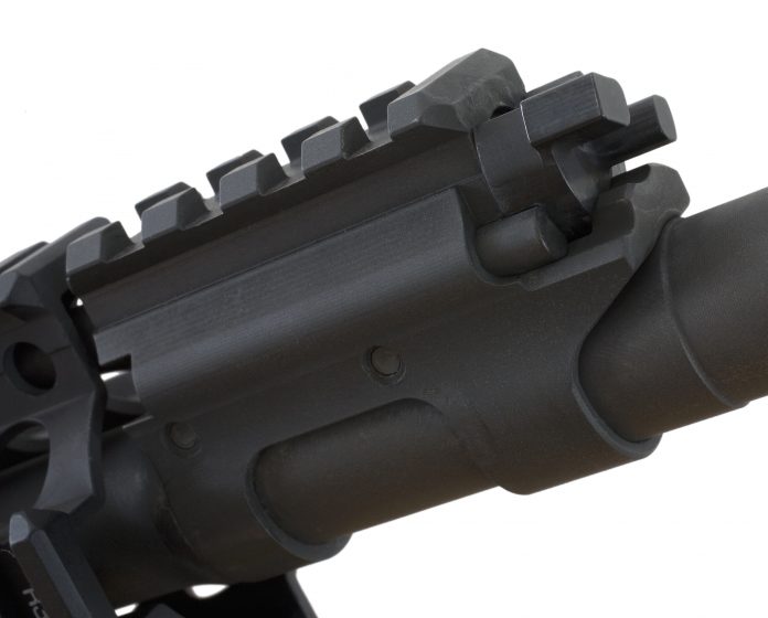 Picatinny,Rail,Atop,An,Ar-15s,Gas,Block,Near,The,Barrel