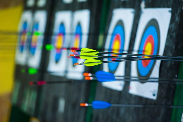 Archery.,Arrows,In,Archery,Target,On,Archery,Range